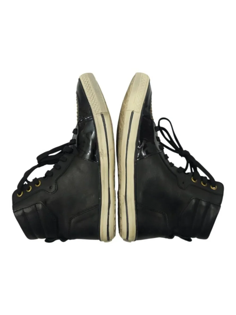 Steven by Steve Madden Dougiee High Top Sneaker 9 Studded Black Patent Punk Goth